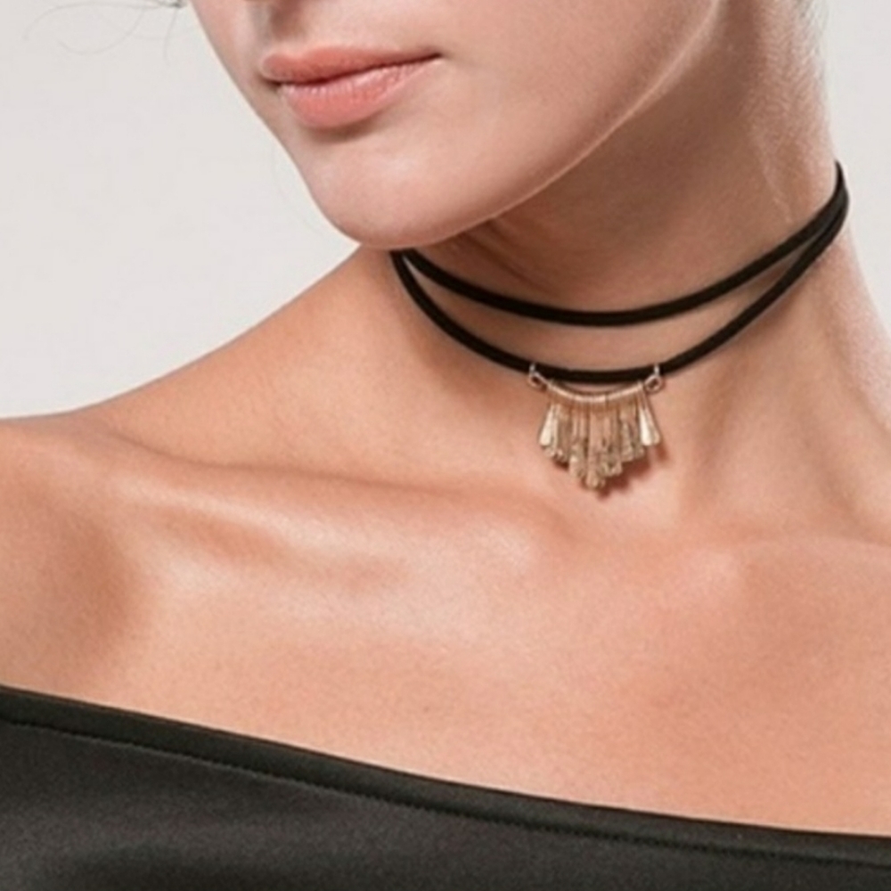 Hammered Suede Wrap Choker